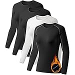 TELALEO 4 Pack Women's Thermal Shirts Fleece Lined Athletic Tops Long Sleeve Compression Workout Baselayer for Cold Weather