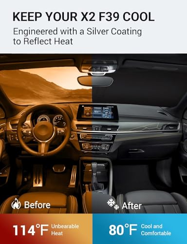 Image of Proadsy 2026 Upgrade Windshield Sun Shade Custom Fit 2018-2023 BMW X2 F39 Foldable Front Sunshade Protector Sun Visor Blocks UV Rays Keep Car Cooler