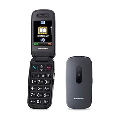 Panasonic KX-TU446EXG Seniorenhandy zum Aufklappen ohne Vertrag (SOS-Notruftaste, Stoßfest, Sprachverstärker, große getrennte Tasten, große Schrift und Nummernanzeige) grau Cover