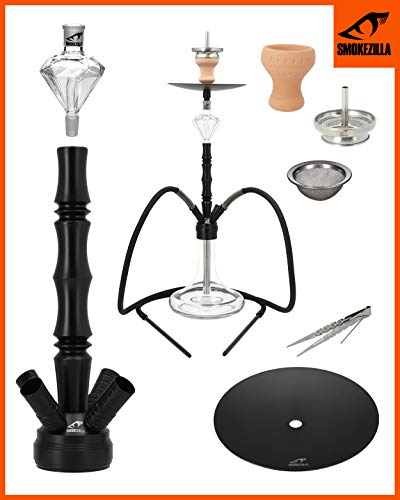 Smokezilla® MINYA 2S Shisha Set Schwarz - 2 Schläuche + Anschluss & Mundstücke - Inklusive Shisha Zubehör Mit… – Bild 8