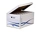 BANKERS BOX Set aus 1 Klappdeckelbox Maxi mit 6 Stück A4/A4+ Archivschachtel 8cm Rückenbreite, Basic Serie, aus recyceltem Karton, 100% recycelbar, Farbe: weiß/blau
