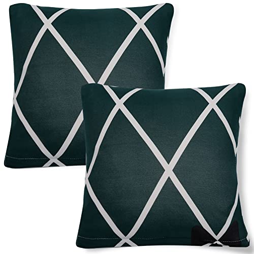 Image of HOKIPO Polyester Blend Stretchable Cushion Cover 16x16, Pack of 2 (AR-4098-D22*2), (40 x 40cm),Blue