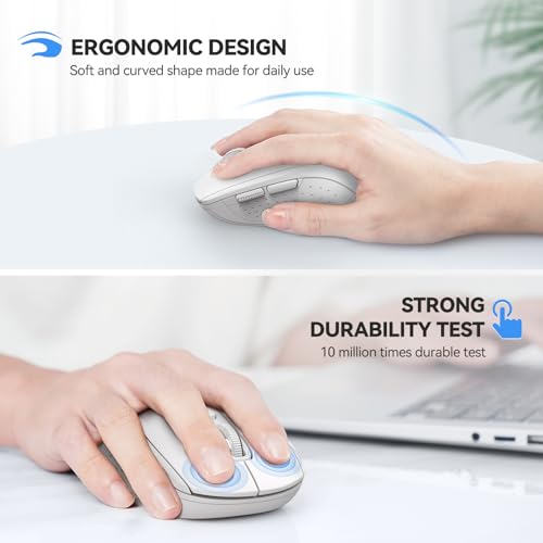 Image of TECKNET 2-in-1 Bluetooth Mouse (BT 5.0 /3.0+2.4Ghz), 6-Level 4000 DPI White
