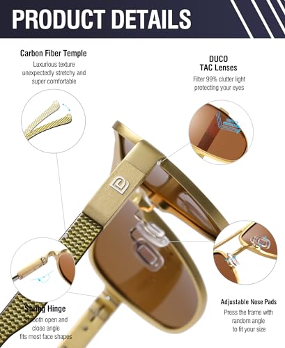 Image of DUCO Aviator Sunglasses for Men Women Carbon Fiber Polarized Sunglasses Men UV Protection for Driving Golf Fishing 3051
