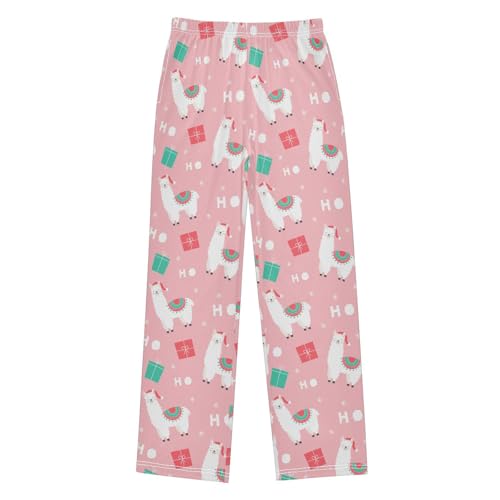 ZZXXB Merry Christmas Llama Boys Long Pants Soft Trousers Elastic Waist Kids Lounge Bottoms with Pockets S-XL