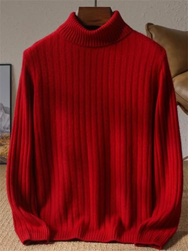 DBFBDTU Mens Wool Knit Pullover Turtleneck Thick Sweater Business Casual Long Sleeve Tops Loose Warm4