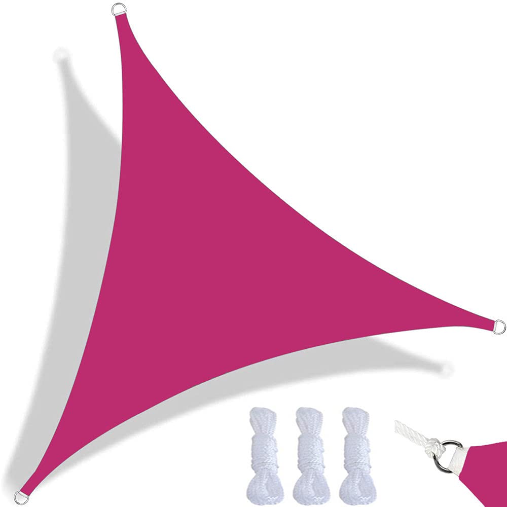 Tenda Parasole Vela Ombreggiante Triangolare, Tendalino Impermeabile Resistente Ai Raggi UV, Robusto Tessuto in Tessuto Oxford, per Terrazze Giardino Esterno (5x5x7m,Rosa Rossa)