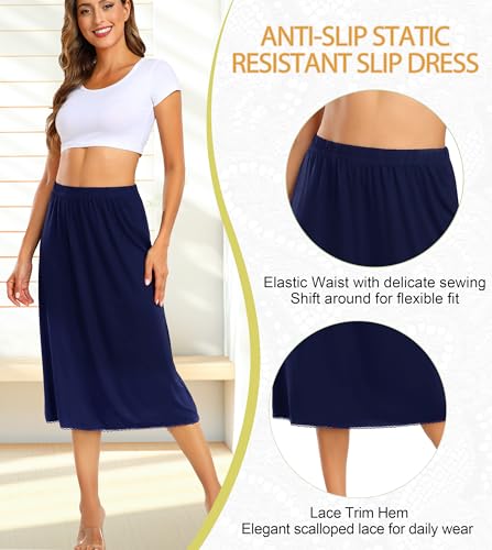 Image of Vlazom Half Slips for Women Under Dress Long Half Slip Under Skirt with Lace Trim Size S-XXL