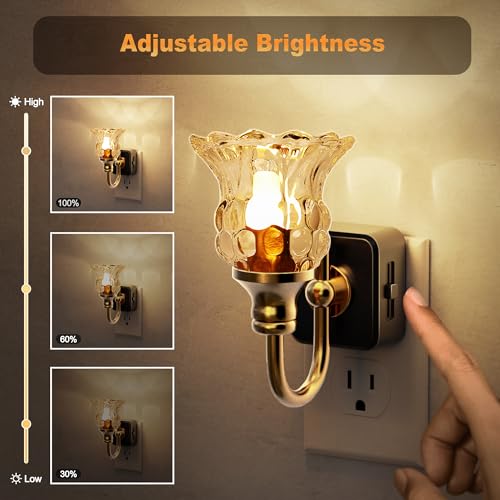 Image of JandCase Night Light, Floral Night Lights Plug into Wall 2 Pack