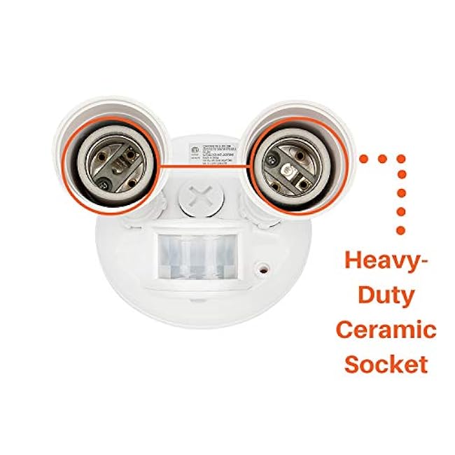 Xtricity LED Compatible Dual Head Motion Sensor Security Light, Outdoor Dual Spotlight Fixture, Max 180W, Dusk to Dawn, Weatherproof, ETL Certified, White