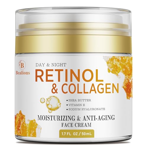 Retinol Cream for Face Anti Aging: Wrinkle Cream for Face Neck with Collagen Hyaluronic Acid - Night Moisturizer for Men Women - Facial Skin Care Christmas Gift for Mom Dad Sister