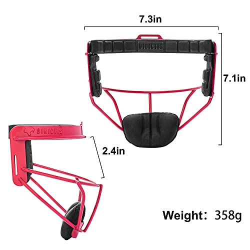 Dinictis Softball Face Mask, With Wide Field Vision, Lightweight And Comfortable, Suit For All Ages - Durable And Safety Fielder Head Guard- Red-Youth(M) #TOP1