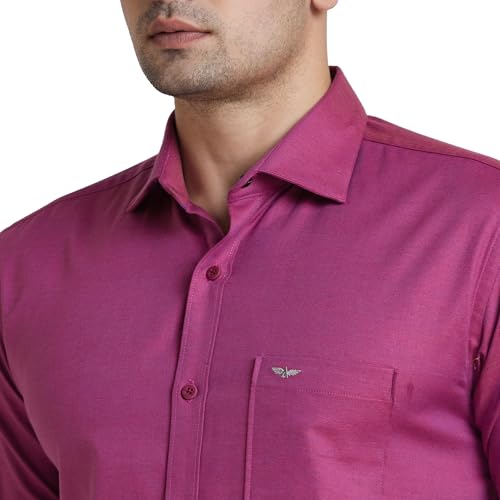 Image of Park Avenue Men's Solid Pattern Slim Fit Pure Cotton Full Sleeve Cut Away Collar Casual Shirt