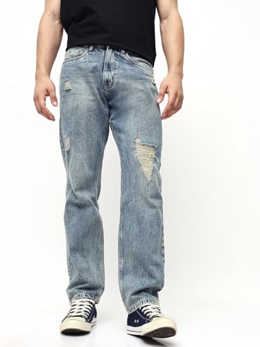 Image of High Star Men Washed Straight Fit Mid-Rise Jeans 77