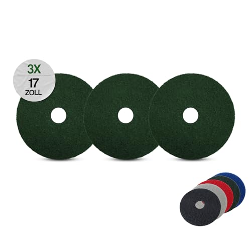 G.I.V. - Reinigungstechnik Superpads Maschinenpads aus Polyester 23-25mm - Reinigungspads für Trocken- & Nassanwendung - Hohe Reinigungsleistung für verschiedene Bodenarten (17 Zoll, Grün, 3er Set)