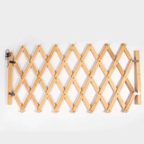 「FLYKING」木製 ペットゲート 伸縮 ペットフェンス アコーディオン フェンス 間仕切り 庭 フェンス ドア付き ブラウンあかちゃん ガード スプライス可能 室内室外用設置可能(48/82*25-110cm) (L)