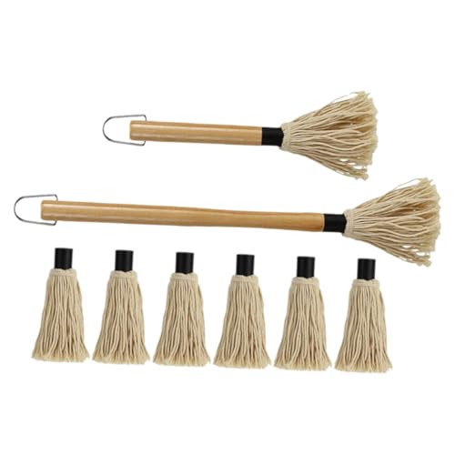 DECHOUS 1 Set Reusable Bbq Basting Mop Grill Accessories for Roasting Baking and Marinading Cotton Yarn Mop with Handle for Easy Application and Storage