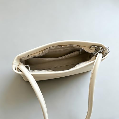 Bolso pequeño de hombro para mujer color blanco roto miniatura 5