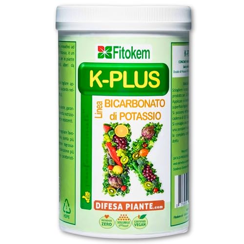 FITOKEM K-Plus 1KG - Fertilizzante e fertilizzante bicarbonato di potassio puro per piante da interno ed esterno e agricoltura, concime universale potassa giardino, orto, alberi da frutto