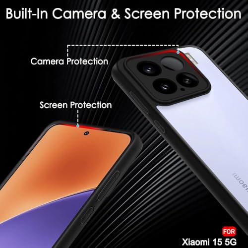 Image of KAPAVER Hybrid Clear Back Cover Case for XIAOMI 15 | Protective Shockproof Cleare Hard PC Soft Flexible Black TPU Cover