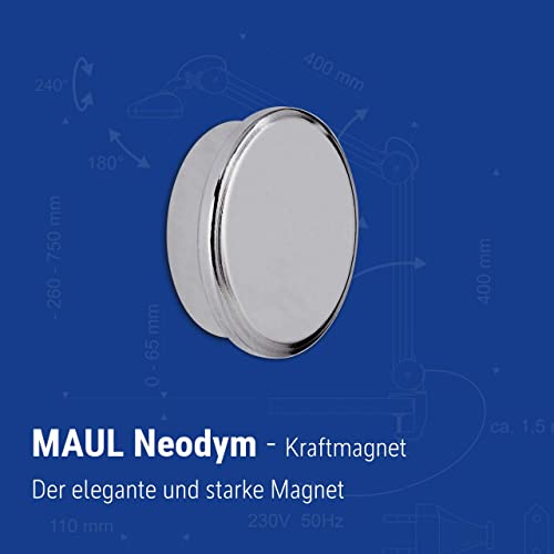Image of Maul Neodymium Power Magnet, High Adhesion, Strong Mini Magnet for Magnetic Boards and Boards or Magnetic Tapes, 1 Piece (Diameter 25 mm - 13 kg)