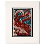 Lantern Press 8x10 Inch Matted Art Print Wall Decor, Florida, Octopus Paper Mosaic