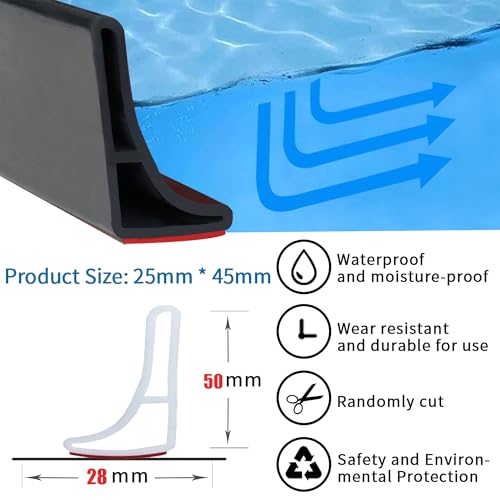 Image of URBANMONK 1-Meter Self Adhesive Water Stopper for Bathroom | Water Stopper for Kitchen Slab with Glue Stick | Bathroom Water Stopper Flexible Silicone Water Blocking Strip