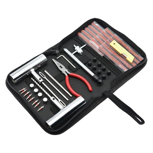 Aquafix パンク修理キット 46点セット タイヤ修理ツールキット 応急修理キット 収納ケース付き 緊急パンクタイヤ修理 車/オートバイ/自転車用