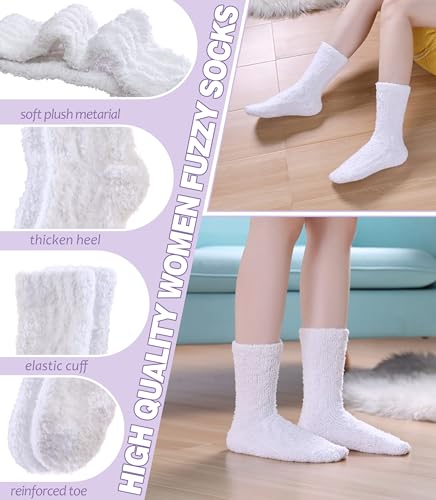 Image of Womens Fuzzy Socks Cozy Fluffy Slipper Soft Winter Warm Home Sleeping Christmas Socks