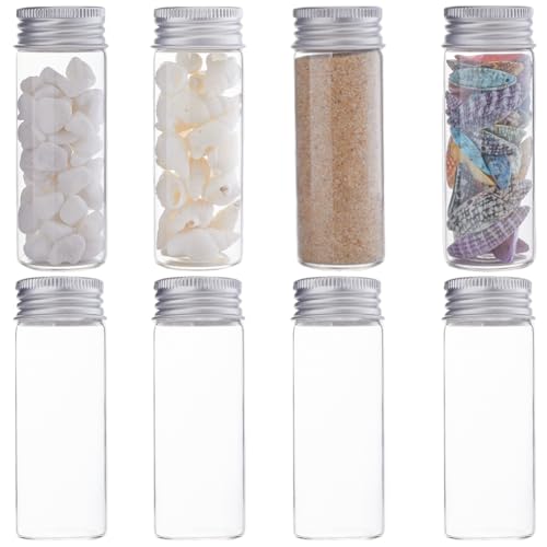 SUNNYCLUE 24 Stück Mini Glasflaschen 40 ml Glasgefäße Mit Aluminium Schraubverschluss Reagenzglas Set Aus Glas Winzige Versiegelte Glasflasche Leeres Glasfläschchen Mini Gläser Für Heimwerker Basteln