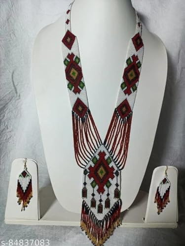 Collar y pendientes ucranianos Gerdan: joyería tradicional con cuentas de semillas multicolor 2