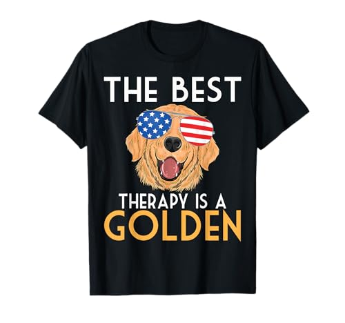 La mejor terapia es un perro divertido para los amantes de los perros Golden Retriever Camiseta