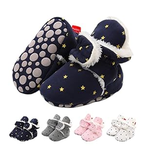 Aisprts Baby Booties, Baby Boys Girls Soft Bottom Non-slip Booties Cozy Fleece Winter Thermal Newborn Infant First…