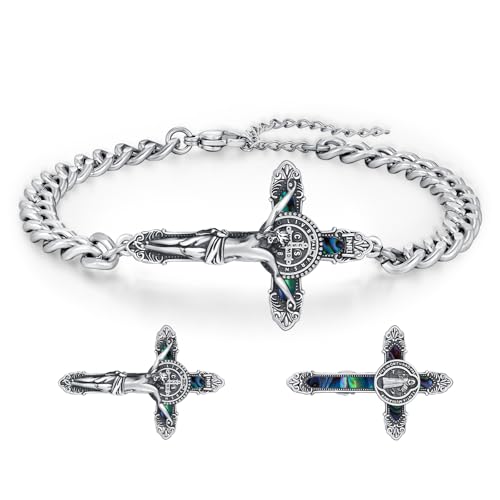 XILES 925 Sterling Silver Patron Saint Medal Bracelet Amulet Protection Jewelry Birthday for Men Women with Gifts Box