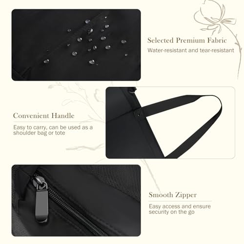 Tote Bag for Women, Lightweight Foldable Tote Bag Zipper Shoulder Case Large Top Handle Handbag for Travel Work Gym4