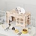 LEXASTLE Larger Bunny Castle Sturdy Walnut Color Wooden Rabbit Hideout for Bunnies Guniea Pigs Ferrets Chinchillas Hamsters
