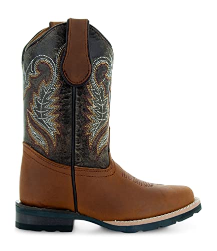 Soto Boots Kid's Square Toe Boots, Geniune Leather Kid's Cowboy Boots, Toddler Western Boots, K4003 (, Miel)4