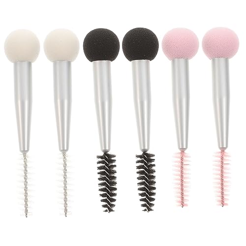 Beavorty 6個 ダブルエンドアイブロウブラシ リップマスク 睫毛 顔 肌 make up brush makeup brush パウダー用化粧パフ メイクスポンジアプリケーター アルミニウム