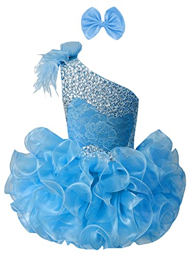 Toddler Girls' Ruffles Crystal Cupcake Pageant Dresses Short Princess Birthday Party Tutu Ball Gowns PT034