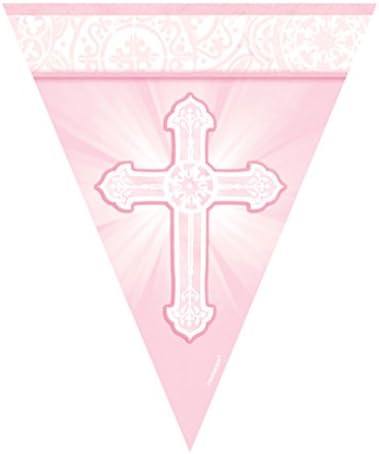 amscan Pink Radiant Cross Pennant Banner-1 Pc