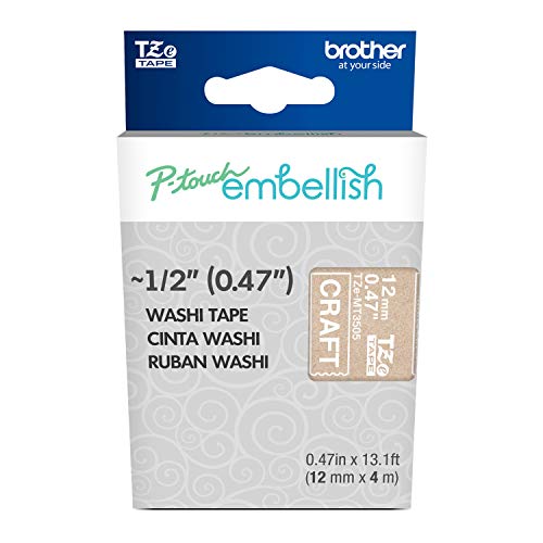 Image of Brother P-Touch Embellish White Print on Craft Washi Tape TZeMT3505 - ~ inch Wide x 13.1' Long for use with P-Touch Embellish Ribbon & Tape Printer (Pack of 2)