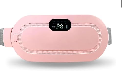 Heating Pad for Period Pain Relief Vibration Massage, Rechargeable Cramp Heat Belt for Stomach & Back, LED Display, Portable Warm Therapy
