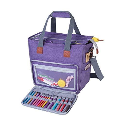 LUXJA Knitting Bag with Shoulder Straps, Yarn Bag...