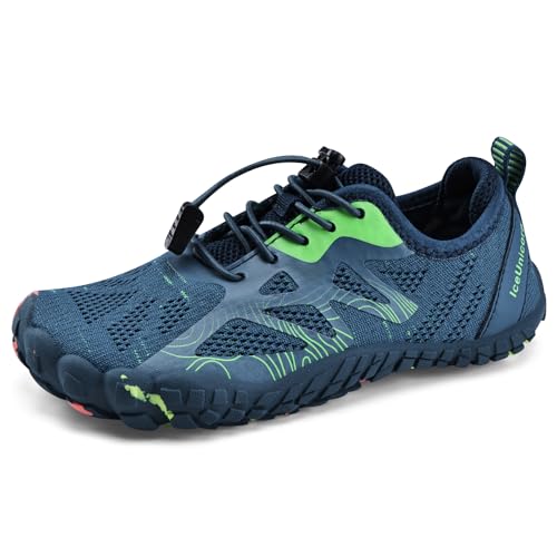 IceUnicorn Kinder Barfußschuhe Junge Mädchen Barfussschuhe Badeschuhe Aquaschuhe Atmungsaktiv Traillaufschuhe (Marineblau,33EU)