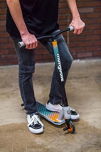 Mongoose Rise 110 Elite Freestyle Stunt Trick Scooter, Lightweight Alloy Deck & Heavy-Duty Frame Up to 220 lbs., Bike-Style Grip, Wheel Pegs Included, Grey/Orange - Thumbnail 7