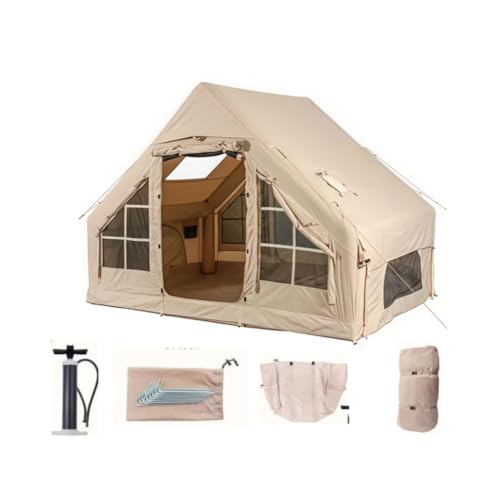 GRSMISインフレータブルテント大型 ファミリー エアーフレーム ロッジテント キャンプ ファミリ空気入れ付き ー向け通気 設営簡単 インフレータブルテント自立式6~8人用 耐風防水 日除け 遮光 アウトドア 公園 お花見 ピックニック 大型 キャンピン