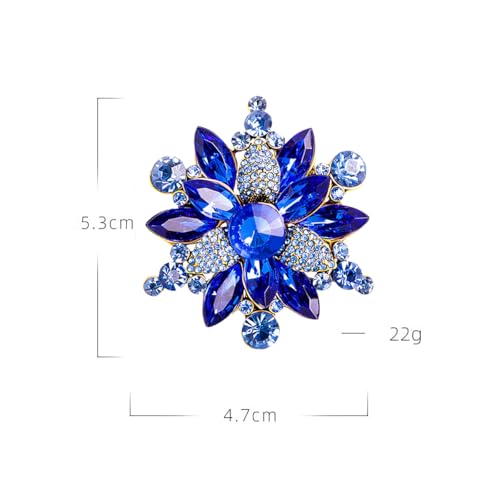 Image of Rhinestone Flower Brooch - Red /Yellow /Blue /Green Crystal - Big Large Wedding Ball Birthday Party Elegant Clothing Hat Bag Accessories Jewelry for Women