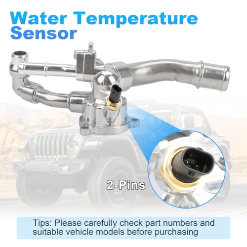 Image of WMPHE Engine Coolant Thermostat Housing Assembly Compatible with Jeep Wrangler 2.0L 2018-2024 Replacement for 5048424AD, 5048424AB, 5048424AC