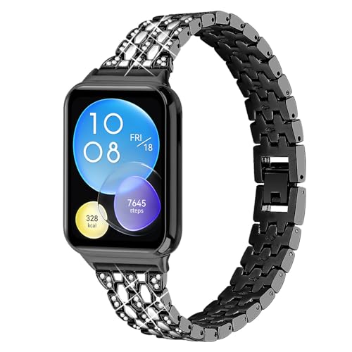 Compatible With Mi Band 8 Pro Watchband, Bling Rhinestones Replacement Band Adjustable Stainless Steel Smart Wristband Bracelet Compatible with Mi Band 8 Pro