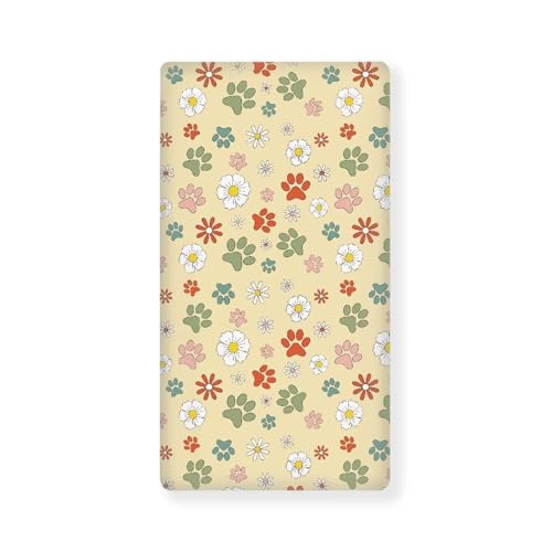 Eheartsgir Flower Paws Boy & Girl Crib Mattress Cover Comfy Cozy Cradle Sheets Toddler Bed Mattress Pad Cover with Elastic Strap Fits All Standard Crib Mattress Pads for Home Decor